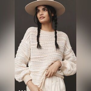 Anthropologie Open-Stitch Checkered Sweater Size Small